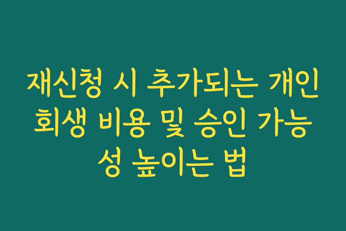 재신청 시 추가되는 개인회생 비용 및 승인 가능성 높이는 법