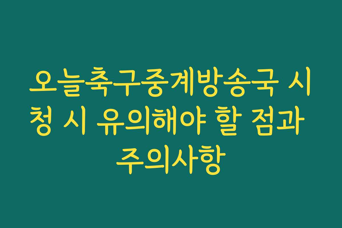 오늘축구중계방송국 시청 시 유의해야 할 점과 주의사항