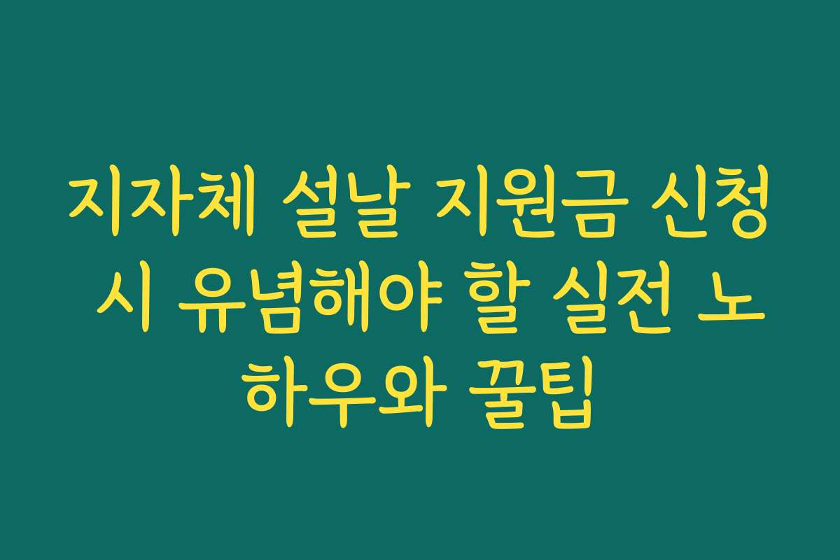지자체 설날 지원금 신청 시 유념해야 할 실전 노하우와 꿀팁
