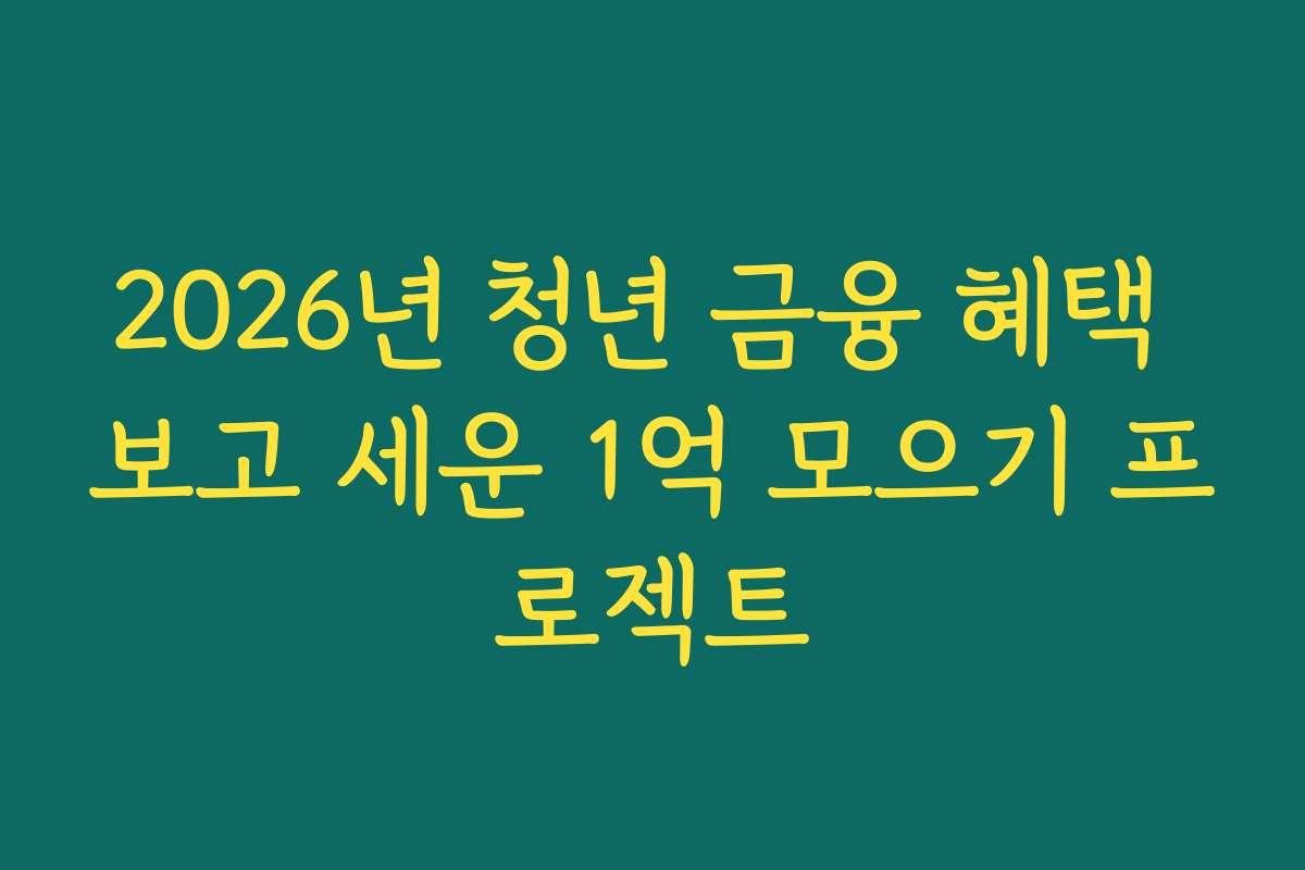 2026년 청년 금융 혜택 보고 세운 1억 모으기 프로젝트