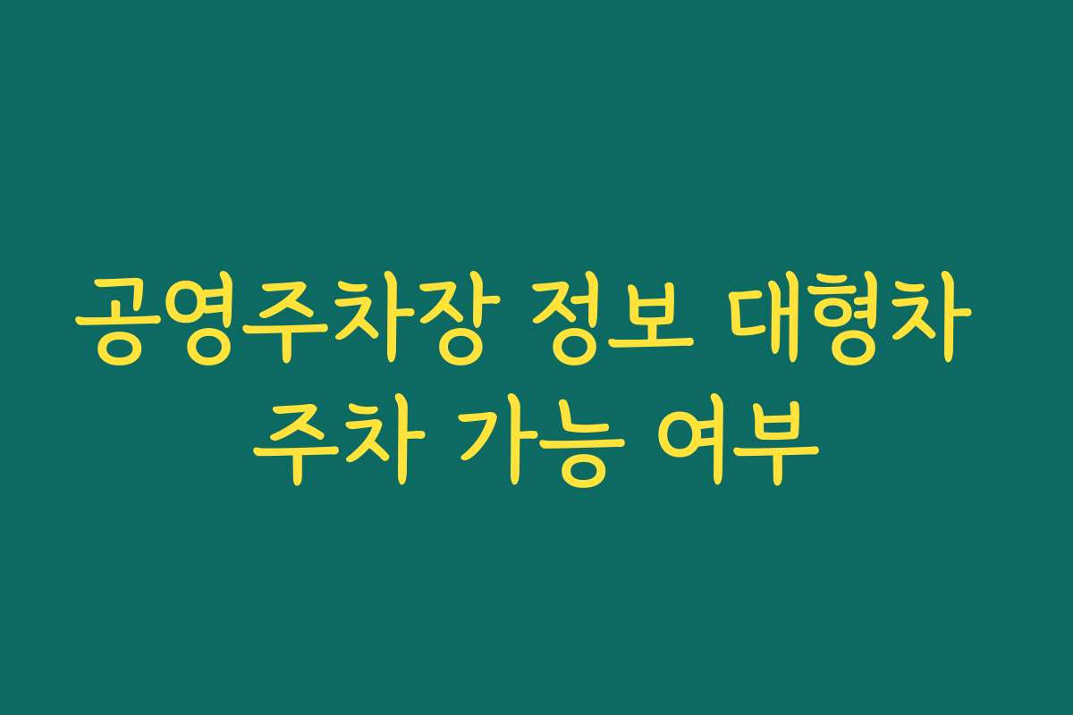 공영주차장 정보 대형차 주차 가능 여부