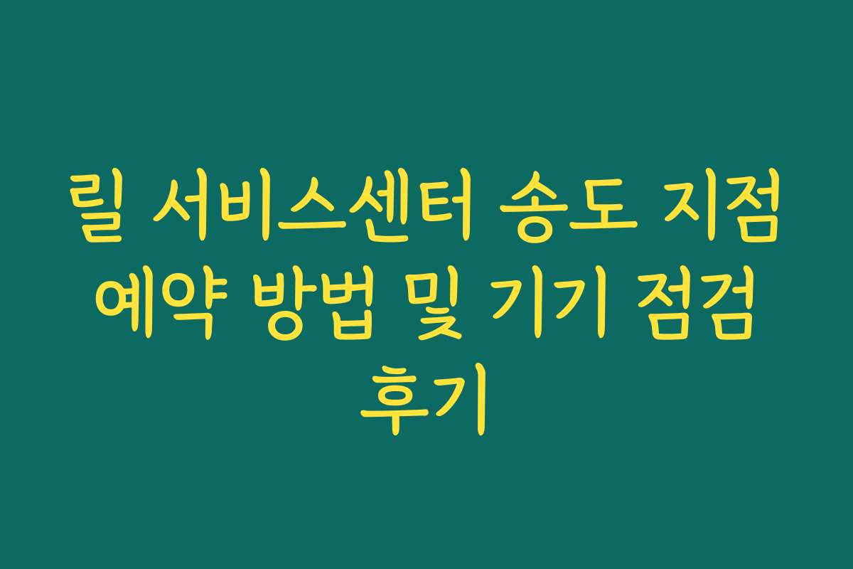 릴 서비스센터 송도 지점 예약 방법 및 기기 점검 후기
