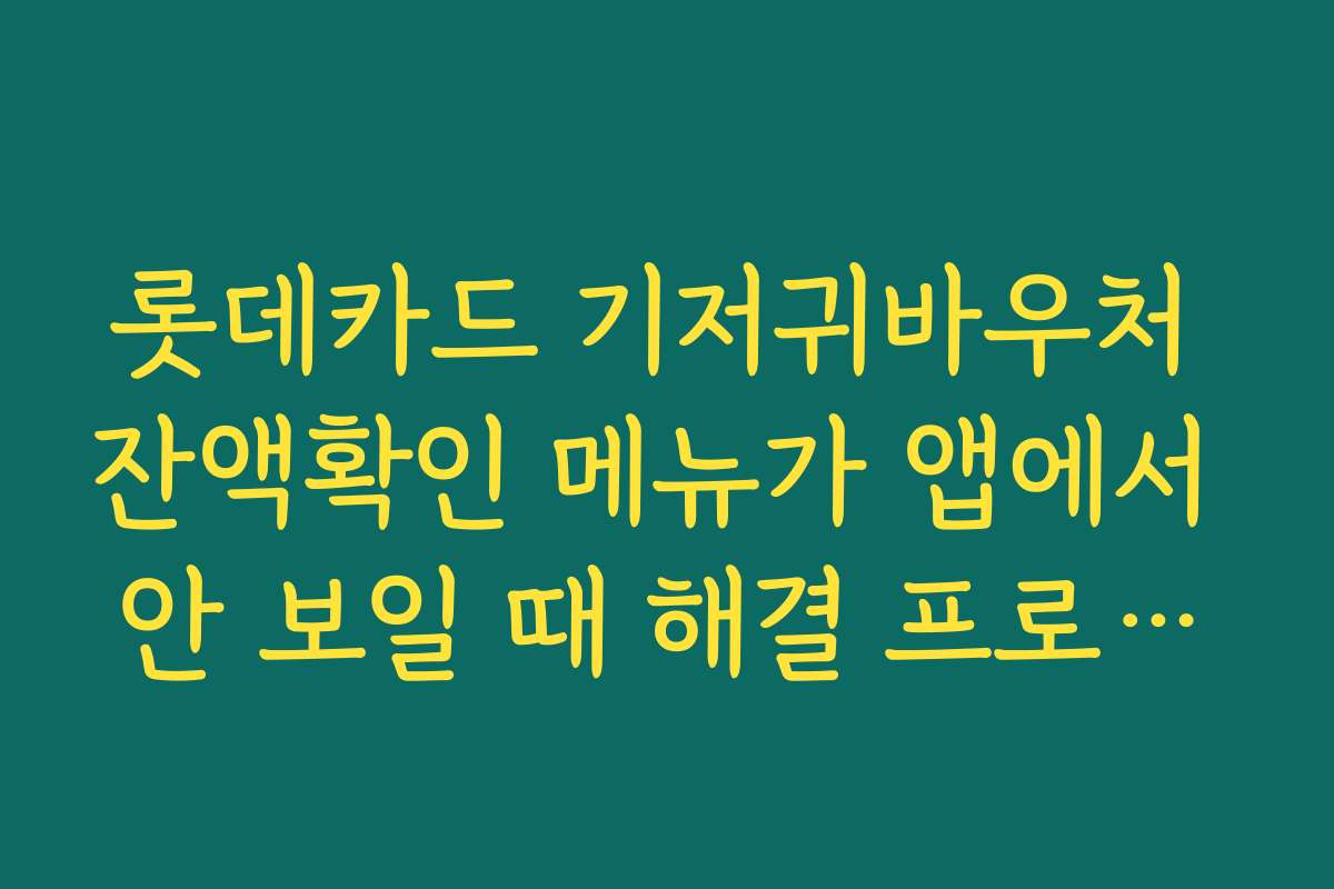 롯데카드 기저귀바우처 잔액확인 메뉴가 앱에서 안 보일 때 해결 프로세스