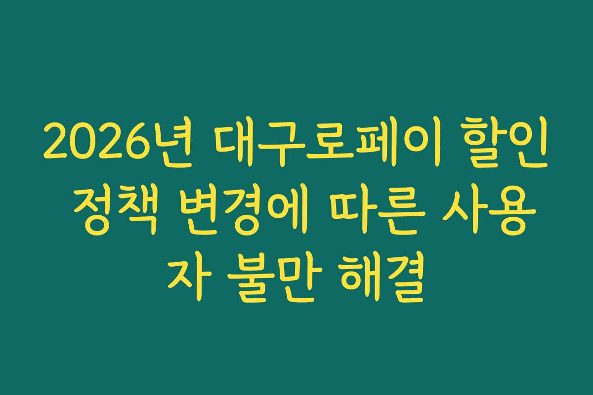2026년 대구로페이 할인 정책 변경에 따른 사용자 불만 해결