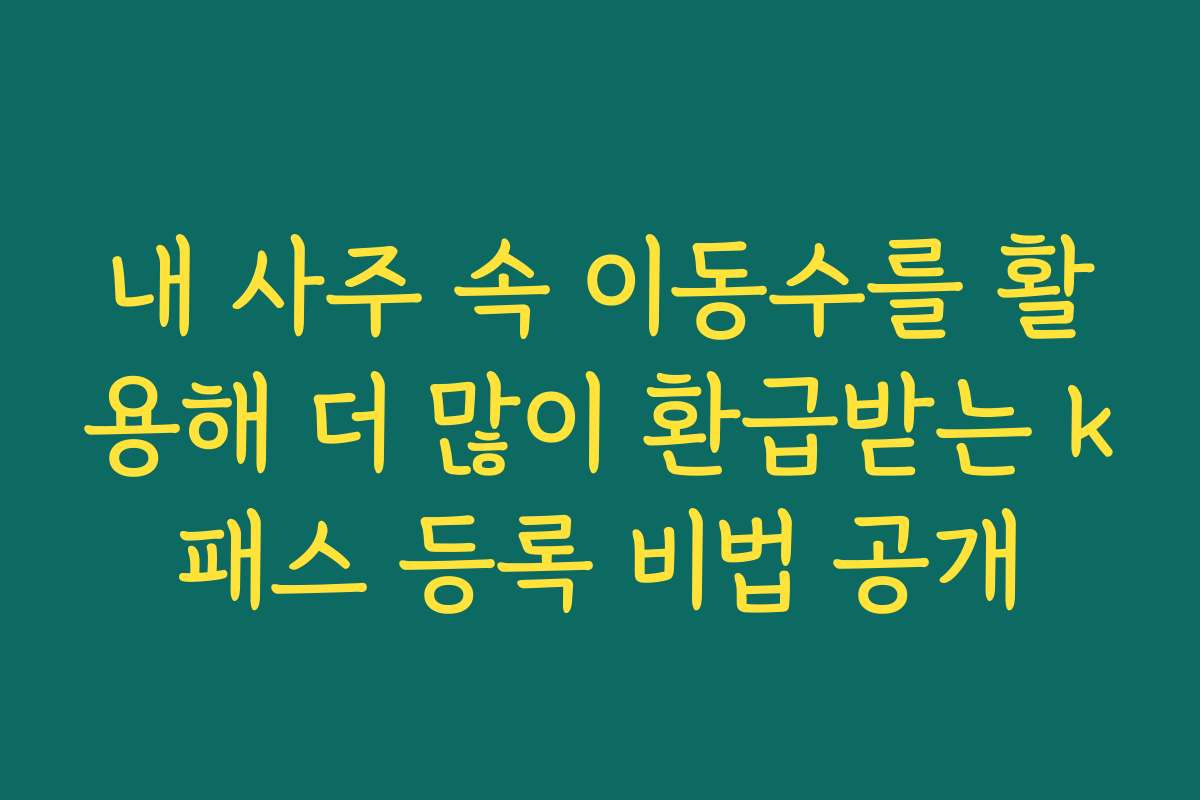 내 사주 속 이동수를 활용해 더 많이 환급받는 k패스 등록 비법 공개