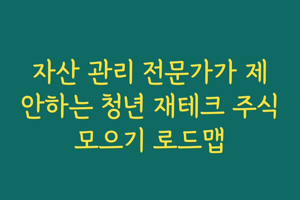 자산 관리 전문가가 제안하는 청년 재테크 주식모으기 로드맵
