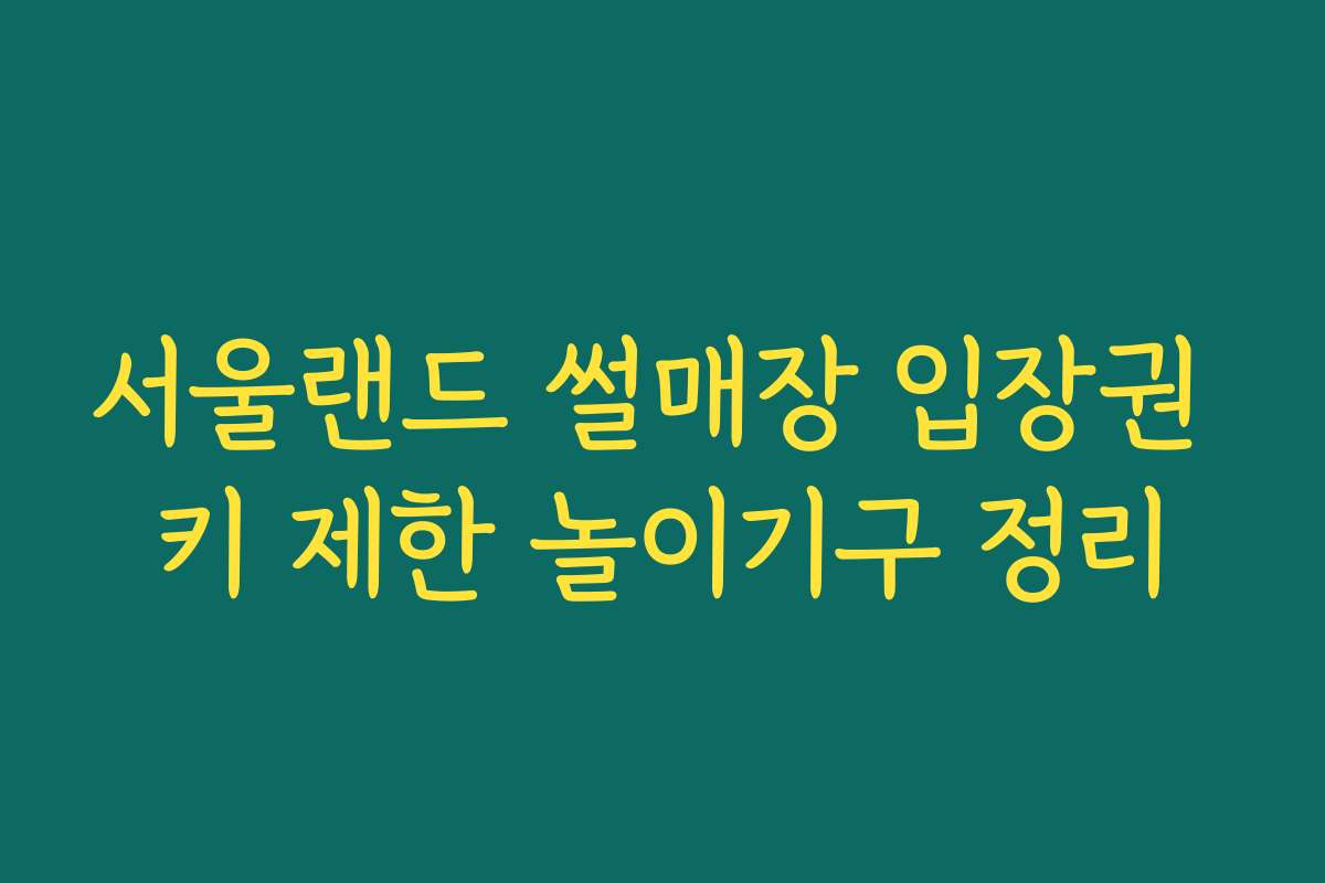 서울랜드 썰매장 입장권 키 제한 놀이기구 정리