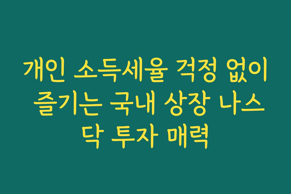 개인 소득세율 걱정 없이 즐기는 국내 상장 나스닥 투자 매력