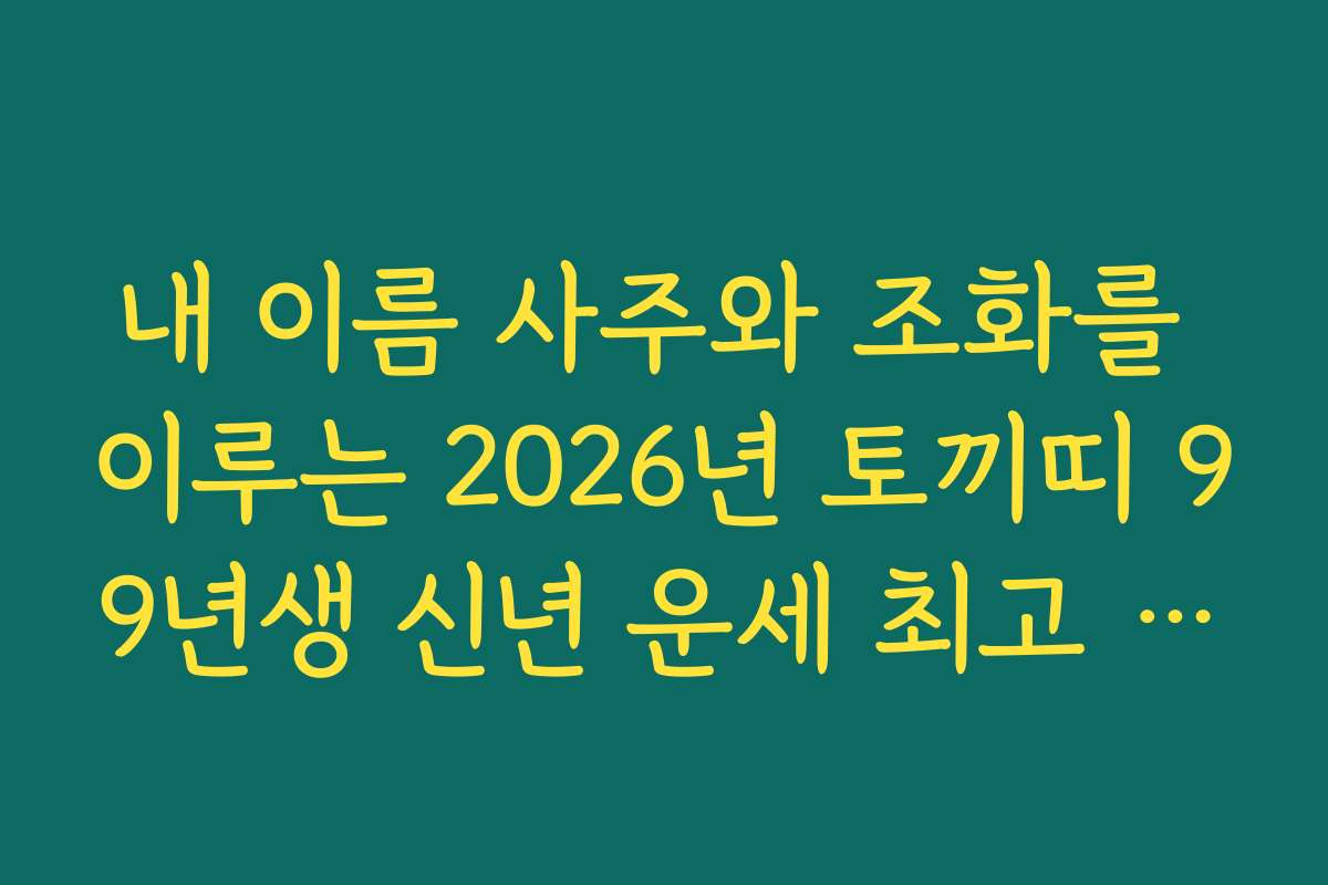 내 이름 사주와 조화를 이루는 2026년 토끼띠 99년생 신년 운세 최고 분석
