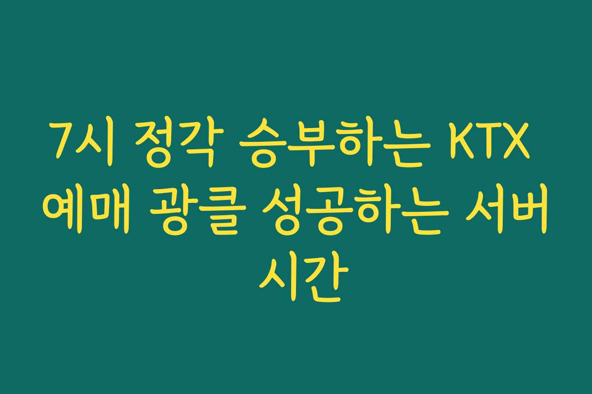 7시 정각 승부하는 KTX 예매 광클 성공하는 서버 시간