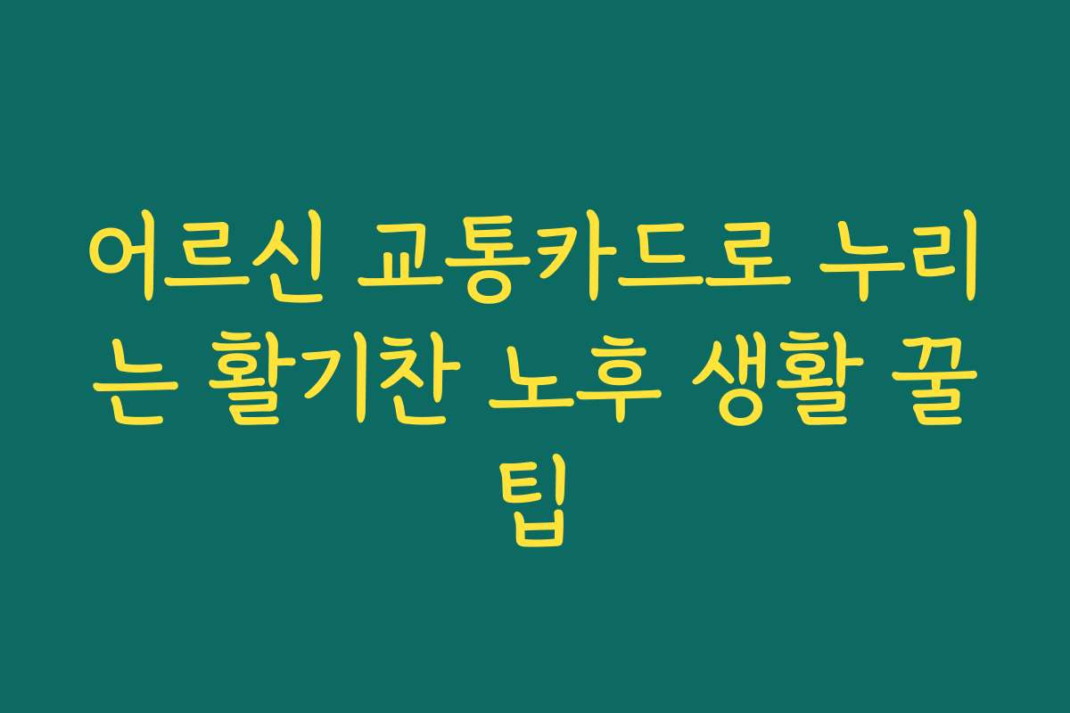 어르신 교통카드로 누리는 활기찬 노후 생활 꿀팁