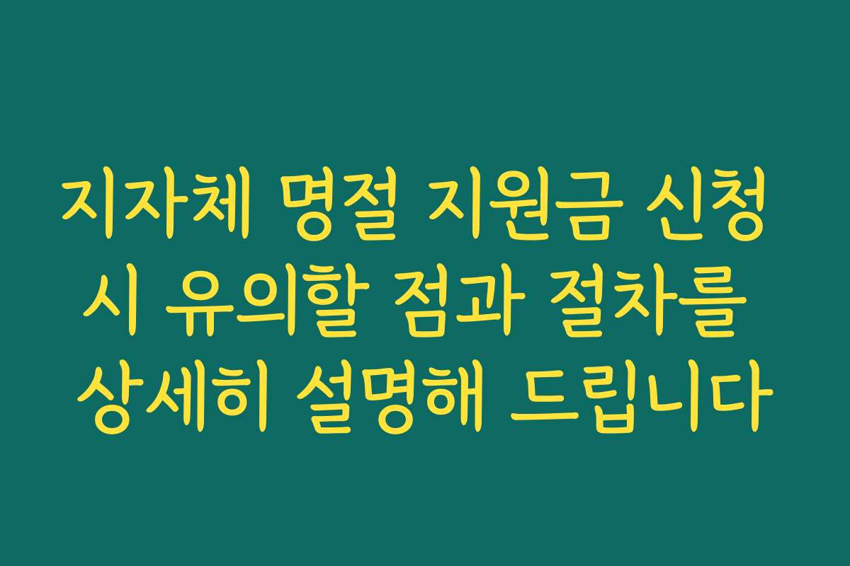 지자체 명절 지원금 신청 시 유의할 점과 절차를 상세히 설명해 드립니다