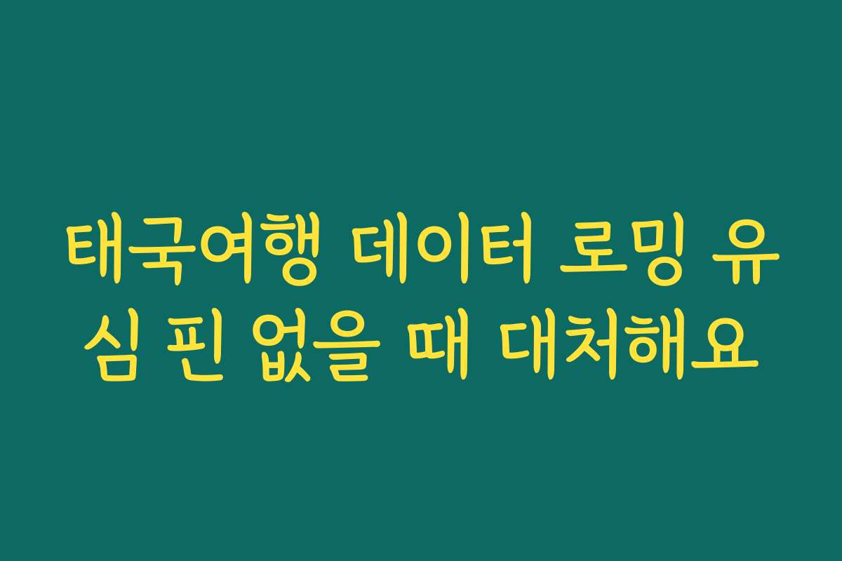 태국여행 데이터 로밍 유심 핀 없을 때 대처해요
