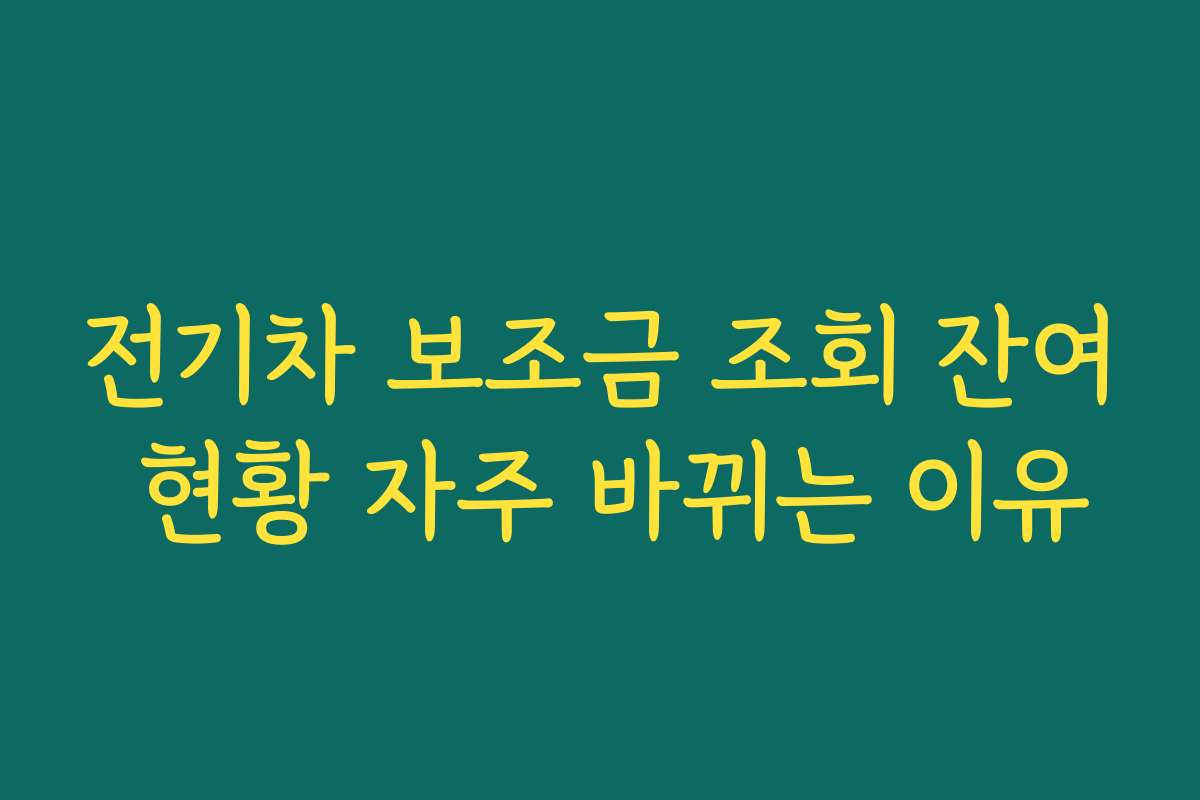 전기차 보조금 조회 잔여 현황 자주 바뀌는 이유