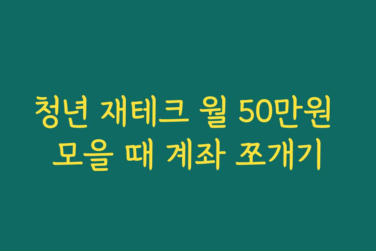 청년 재테크 월 50만원 모을 때 계좌 쪼개기