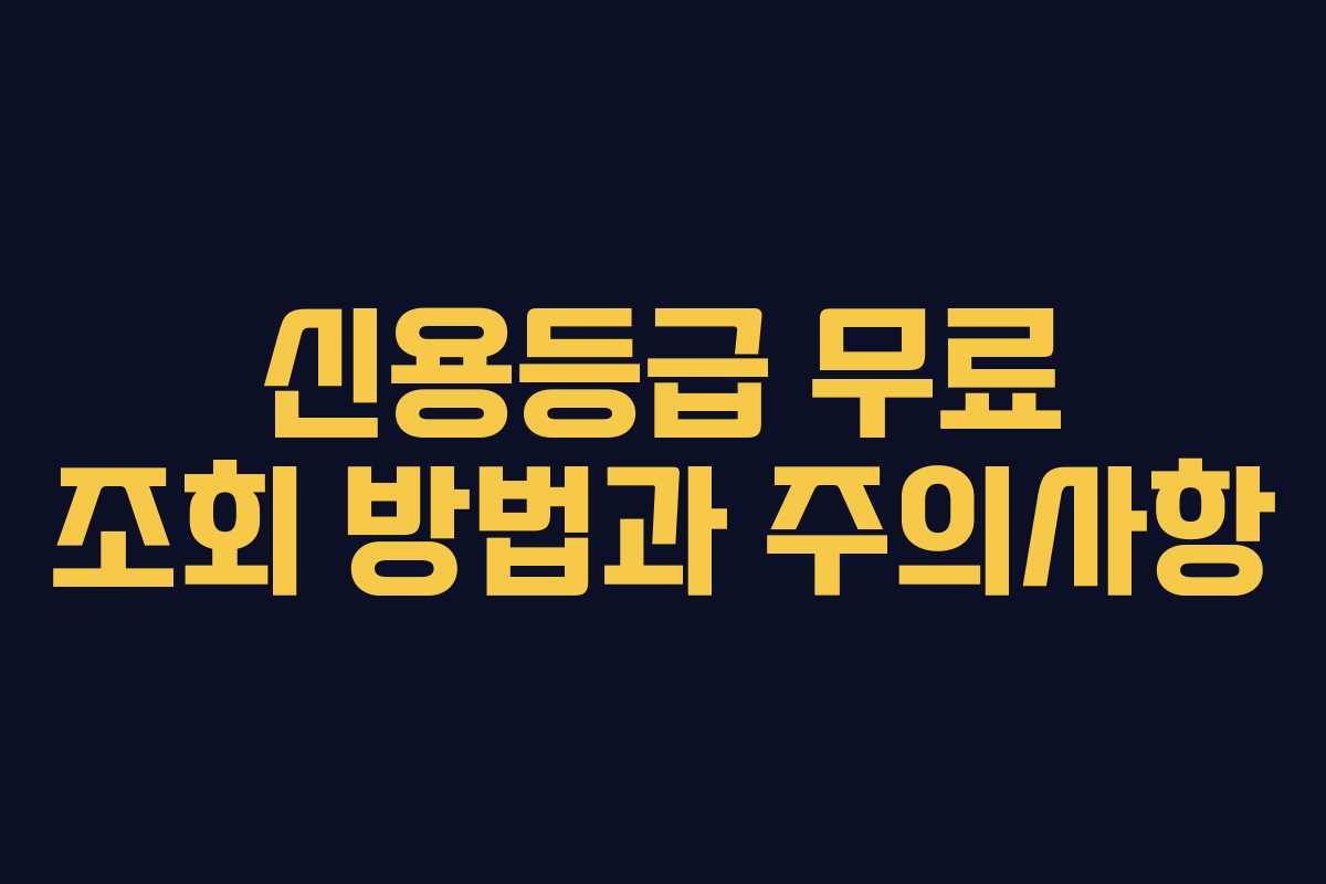 신용등급 무료 조회 방법과 주의사항