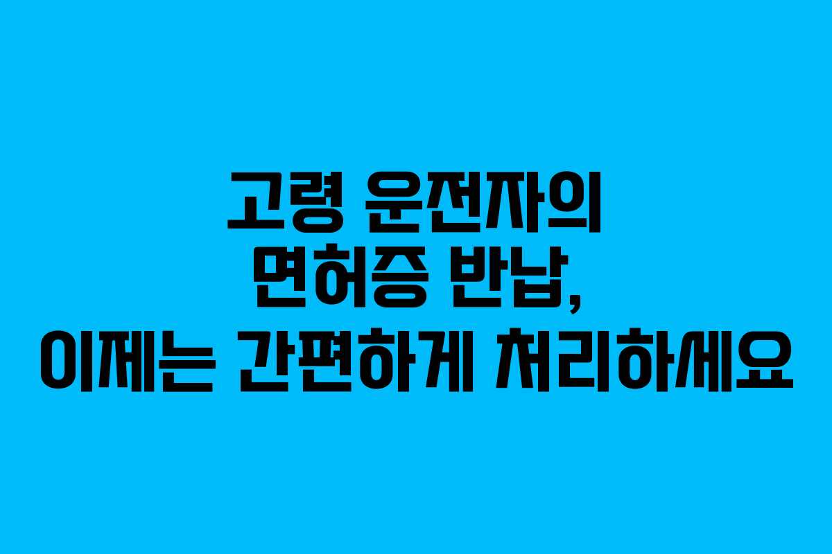 고령 운전자의 면허증 반납, 이제는 간편하게 처리하세요