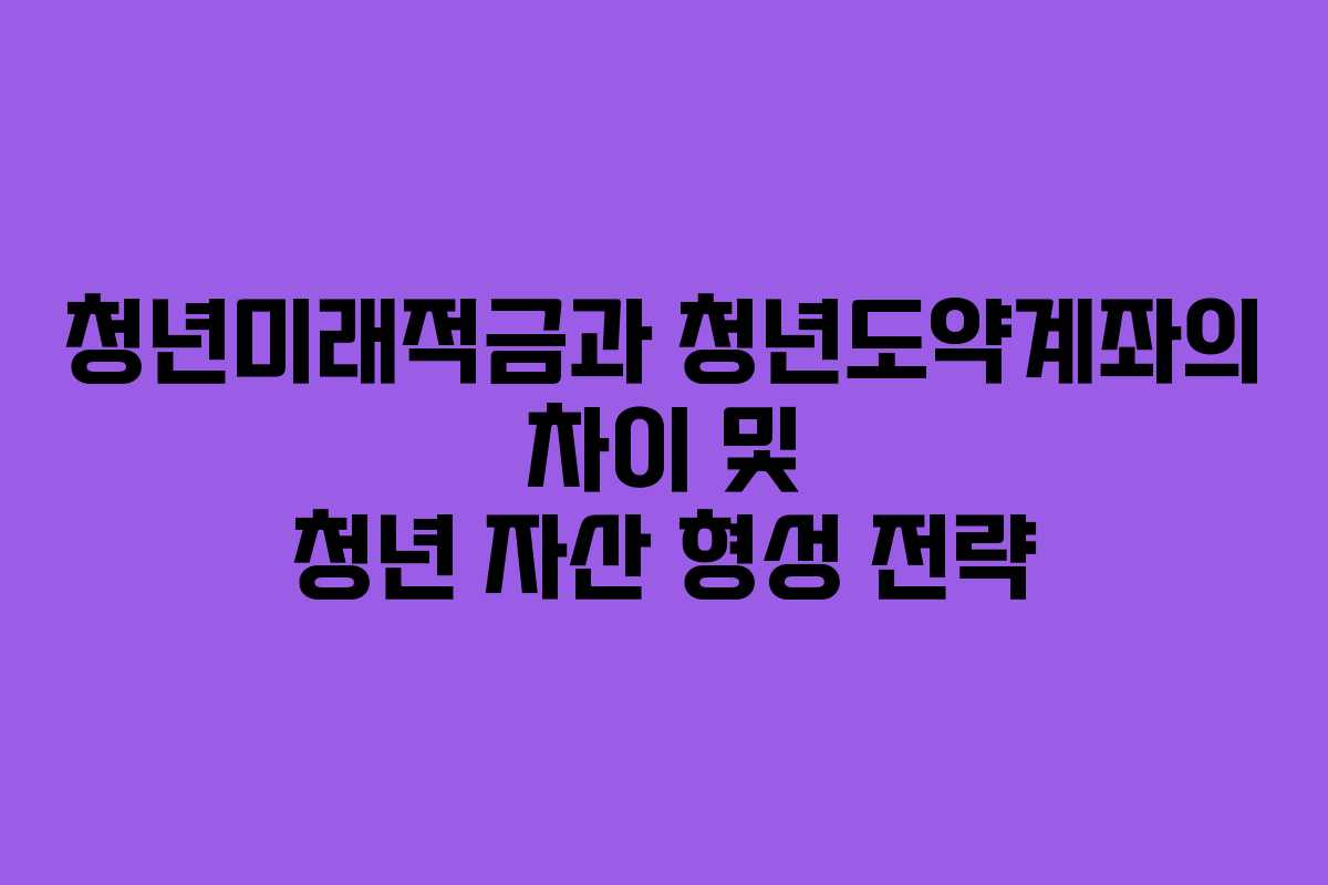 청년미래적금과 청년도약계좌의 차이 및 청년 자산 형성 전략