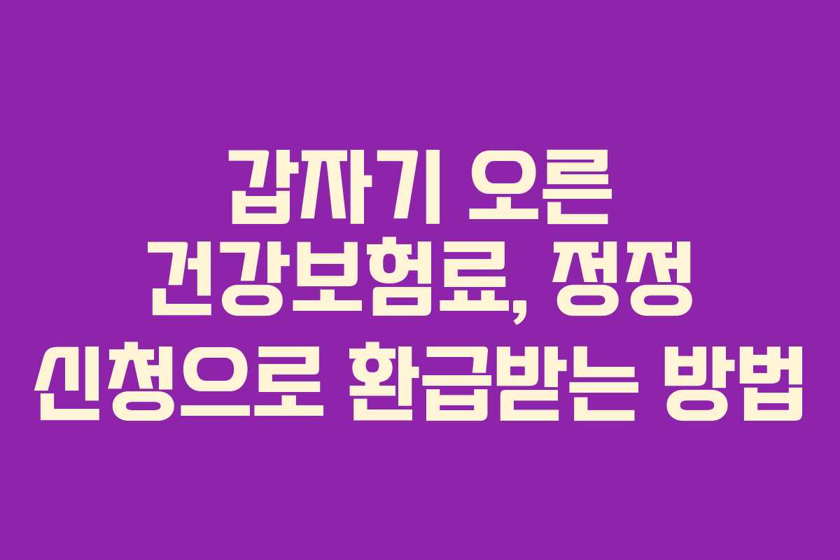 갑자기 오른 건강보험료, 정정 신청으로 환급받는 방법