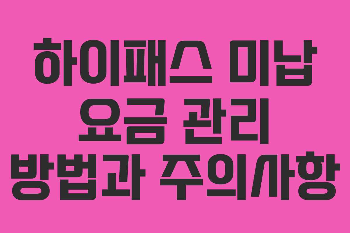 하이패스 미납 요금 관리 방법과 주의사항