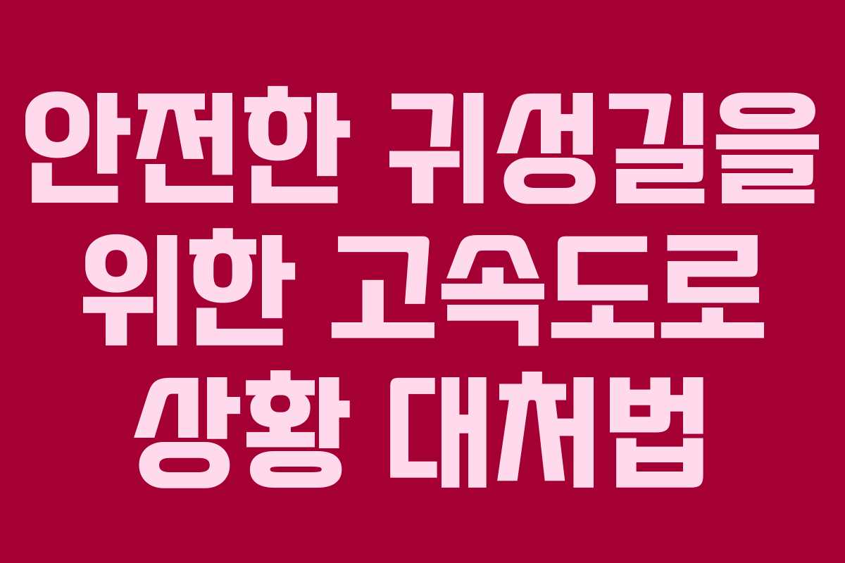 안전한 귀성길을 위한 고속도로 상황 대처법