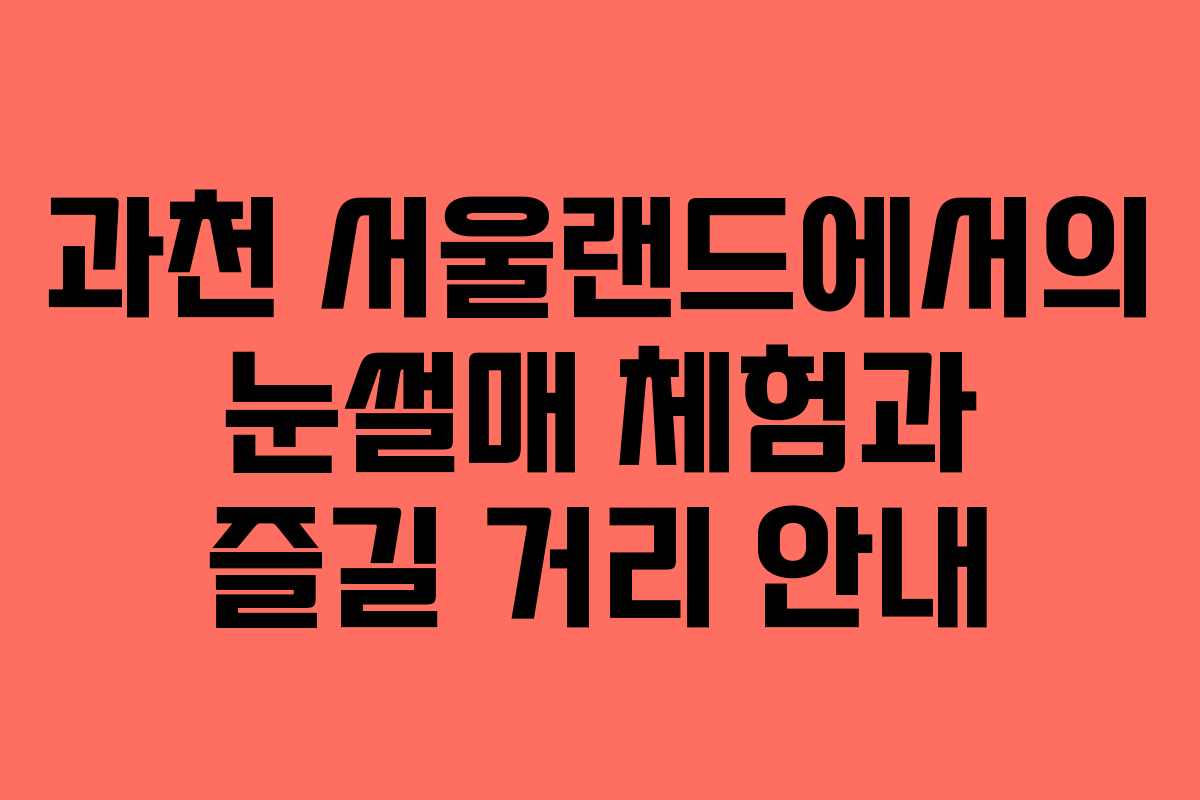 과천 서울랜드에서의 눈썰매 체험과 즐길 거리 안내
