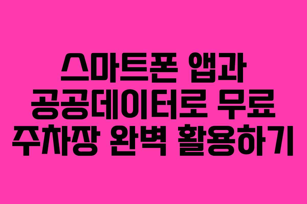 스마트폰 앱과 공공데이터로 무료 주차장 완벽 활용하기