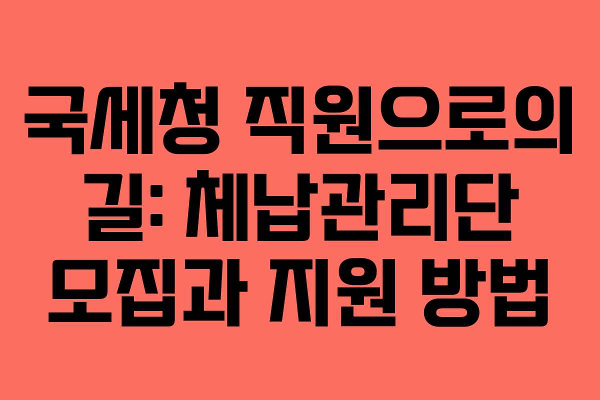 국세청 직원으로의 길: 체납관리단 모집과 지원 방법