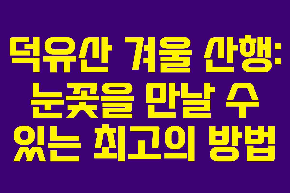 덕유산 겨울 산행: 눈꽃을 만날 수 있는 최고의 방법