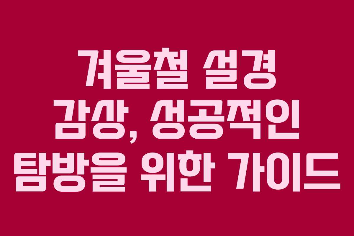 겨울철 설경 감상, 성공적인 탐방을 위한 가이드
