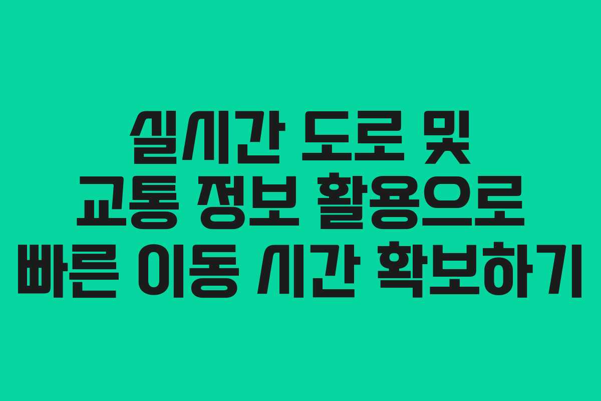 실시간 도로 및 교통 정보 활용으로 빠른 이동 시간 확보하기