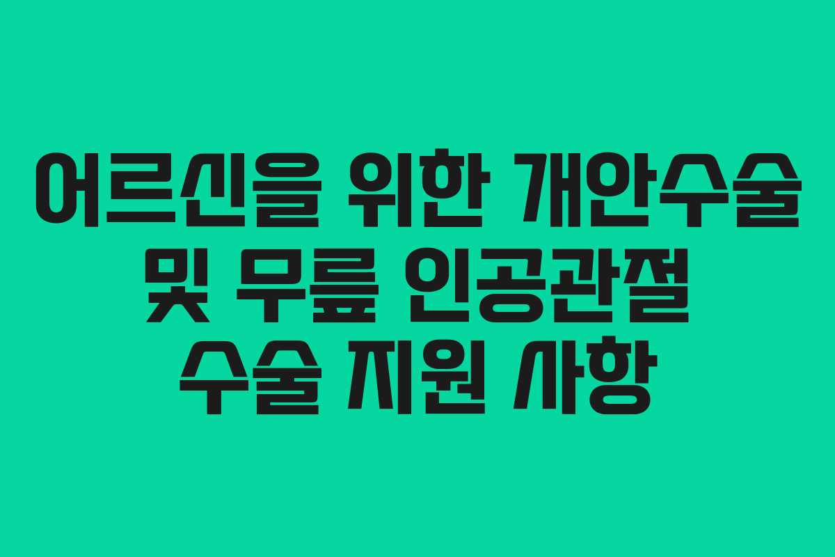 어르신을 위한 개안수술 및 무릎 인공관절 수술 지원 사항