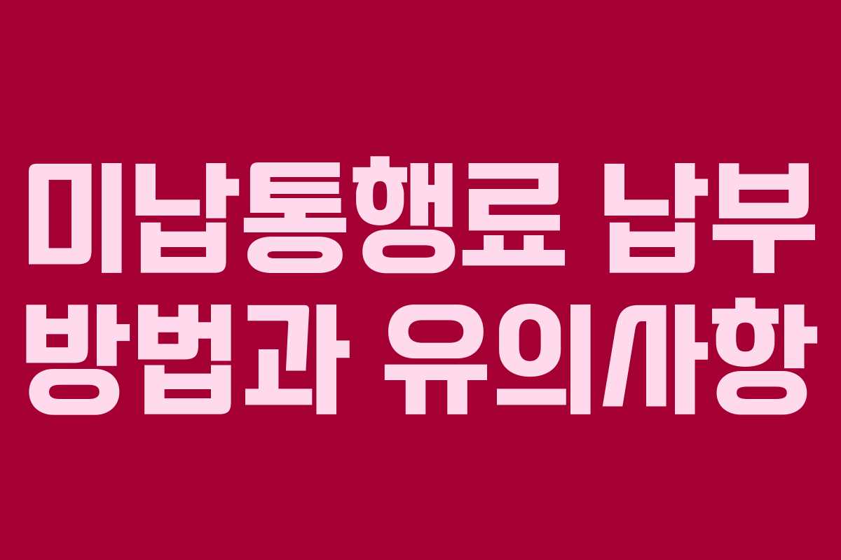 미납통행료 납부 방법과 유의사항