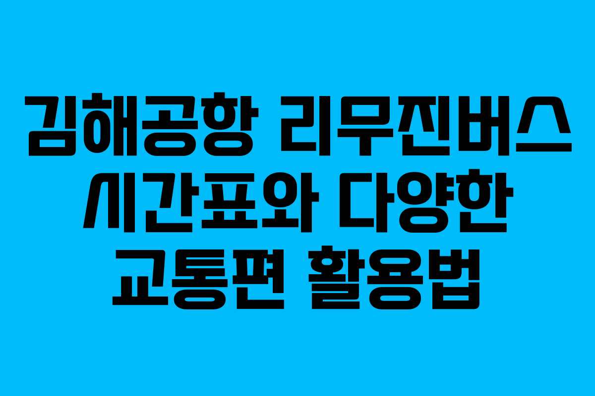 김해공항 리무진버스 시간표와 다양한 교통편 활용법