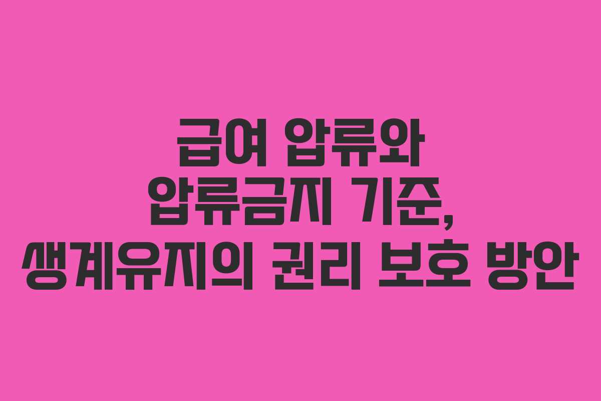 급여 압류와 압류금지 기준, 생계유지의 권리 보호 방안
