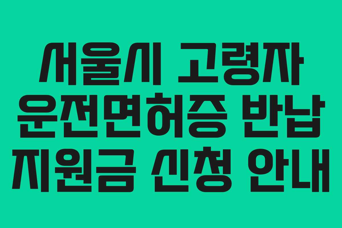 서울시 고령자 운전면허증 반납 지원금 신청 안내