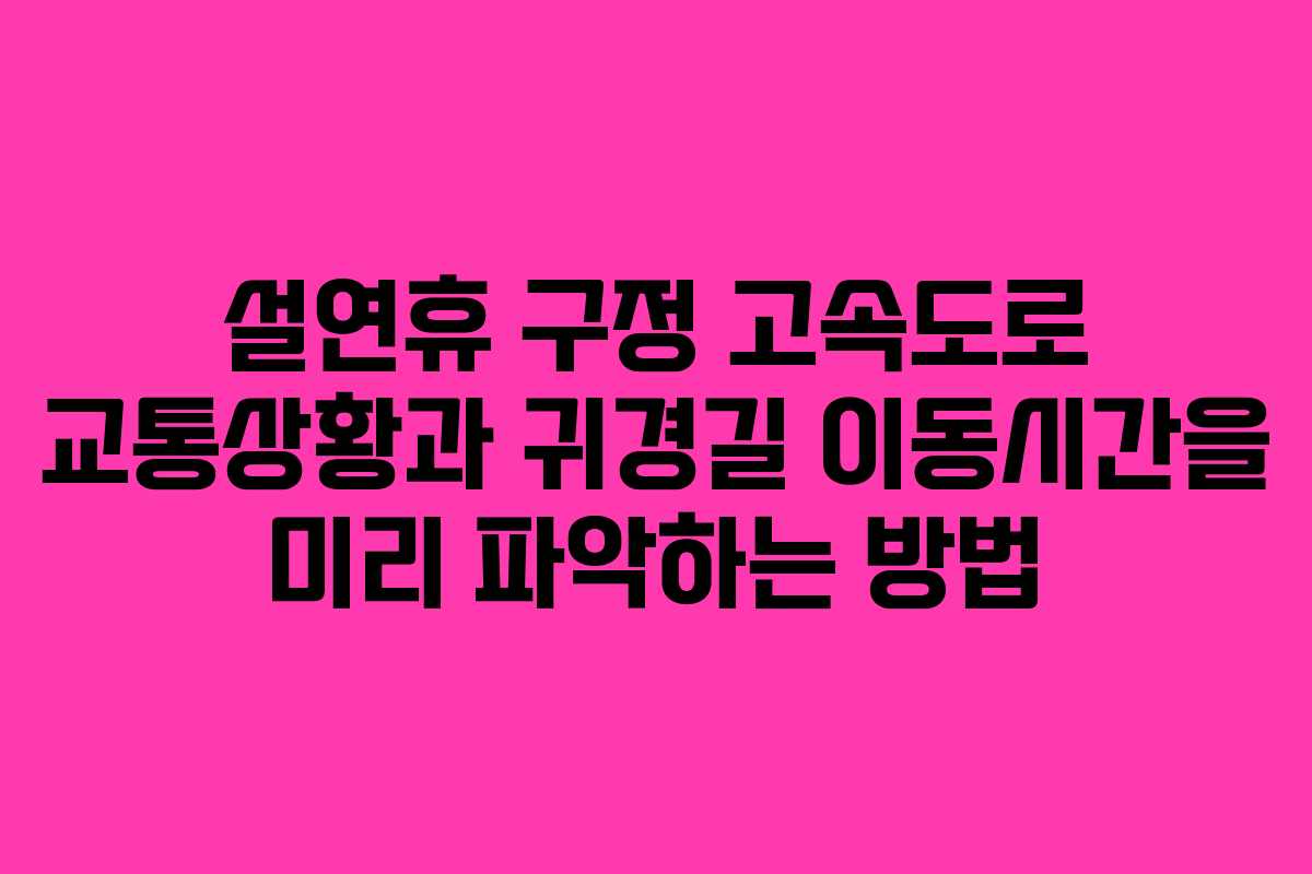 설연휴 구정 고속도로 교통상황과 귀경길 이동시간을 미리 파악하는 방법