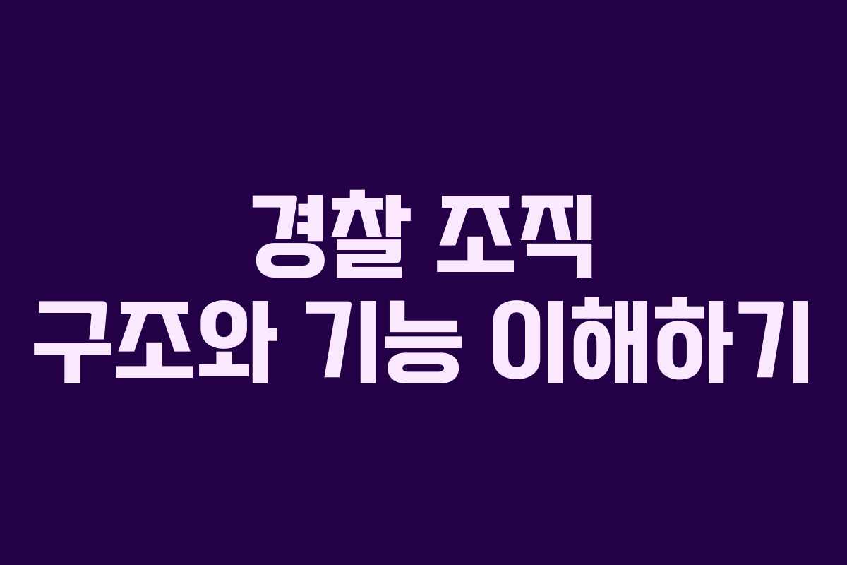 경찰 조직 구조와 기능 이해하기