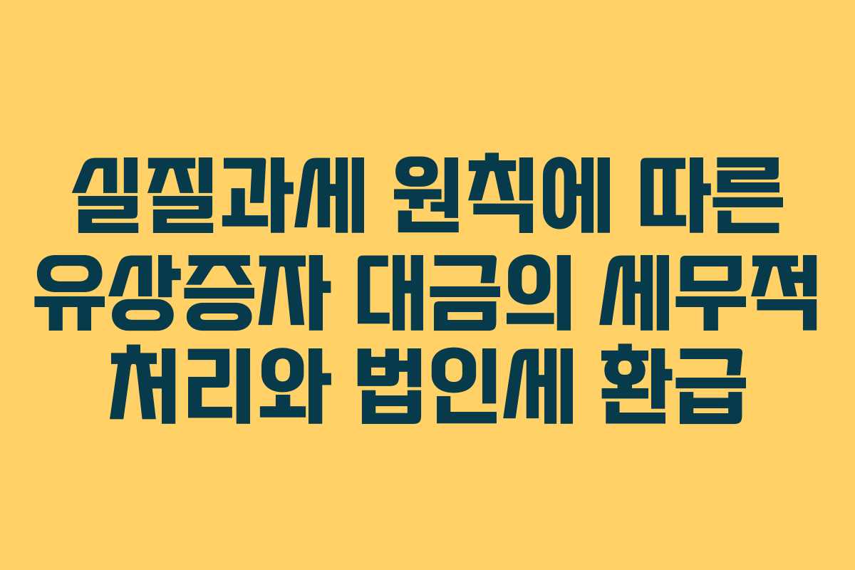 실질과세 원칙에 따른 유상증자 대금의 세무적 처리와 법인세 환급