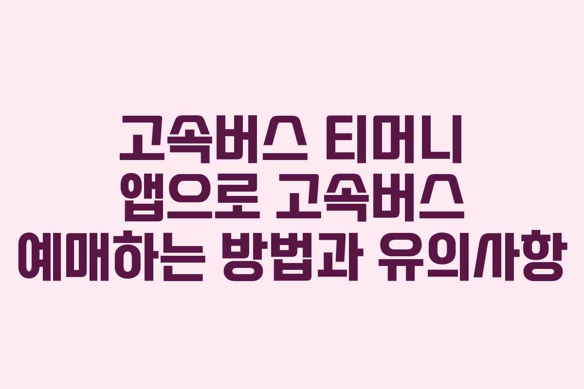 고속버스 티머니 앱으로 고속버스 예매하는 방법과 유의사항
