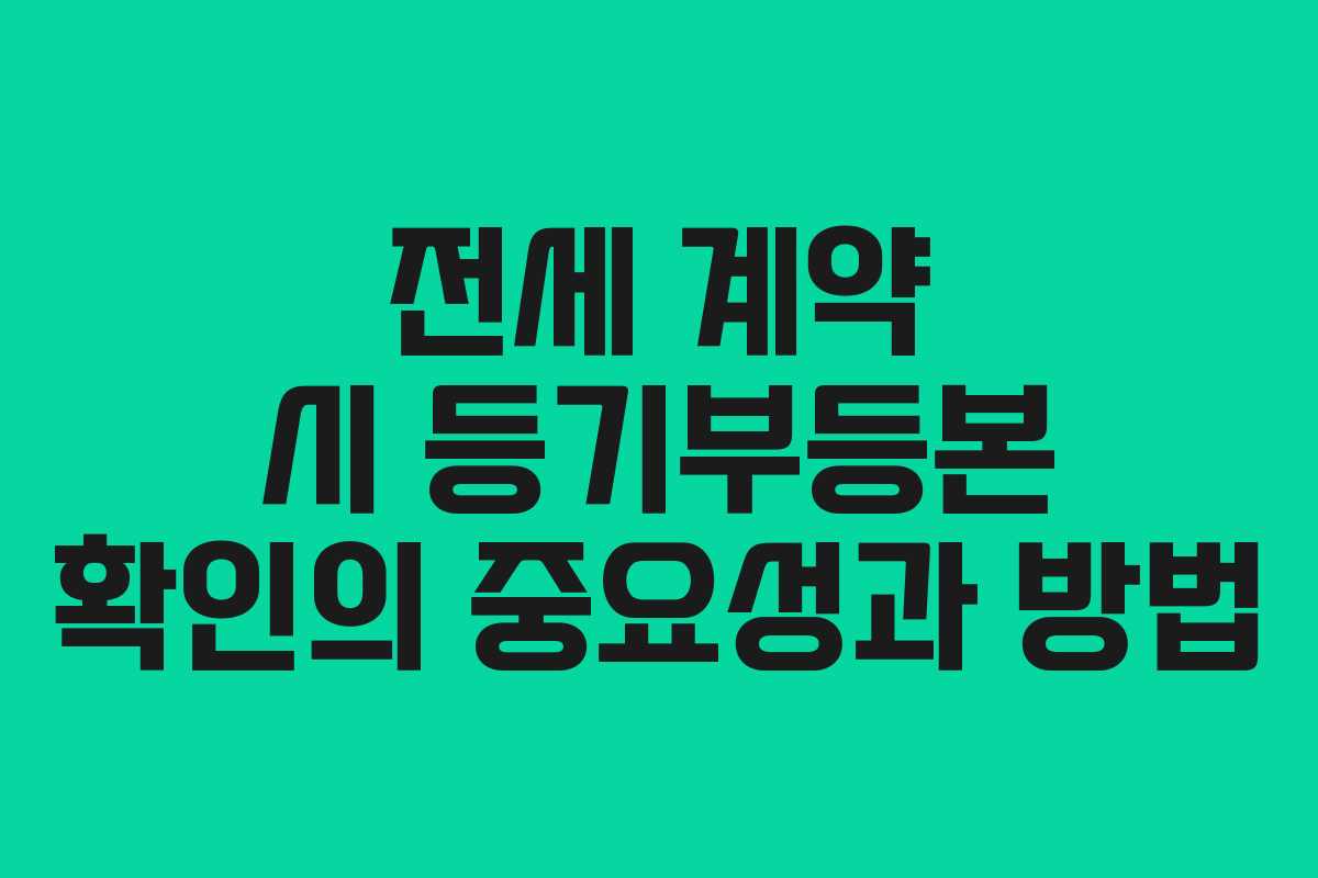 전세 계약 시 등기부등본 확인의 중요성과 방법