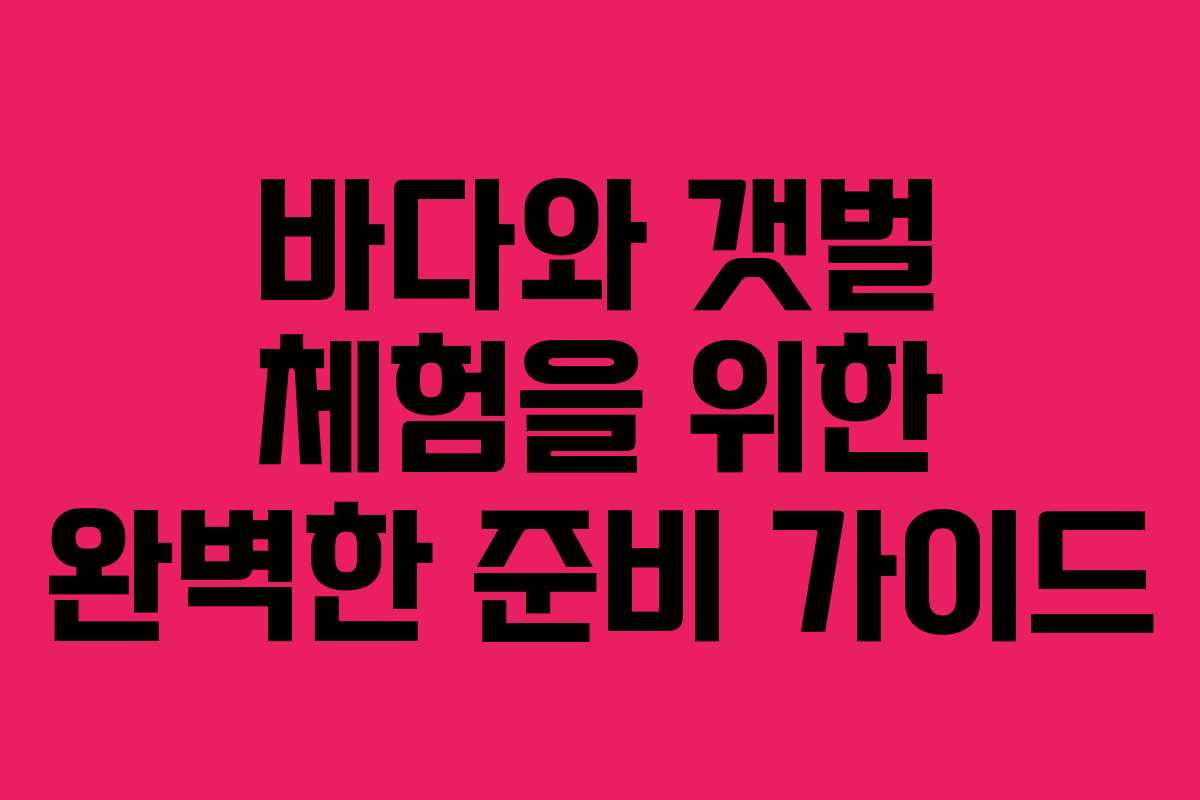 바다와 갯벌 체험을 위한 완벽한 준비 가이드