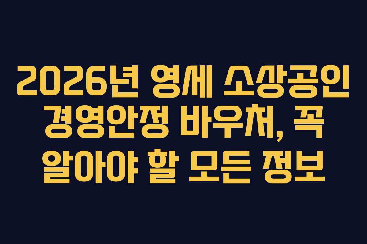 2026년 영세 소상공인 경영안정 바우처, 꼭 알아야 할 모든 정보
