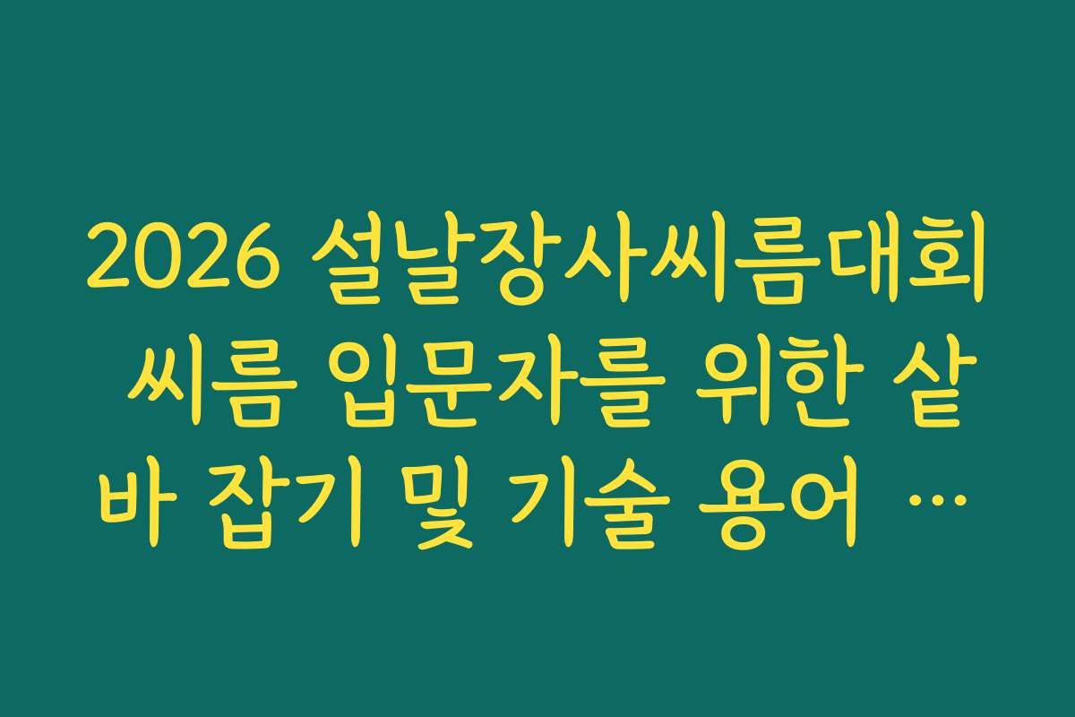 2026 설날장사씨름대회 씨름 입문자를 위한 샅바 잡기 및 기술 용어 정리