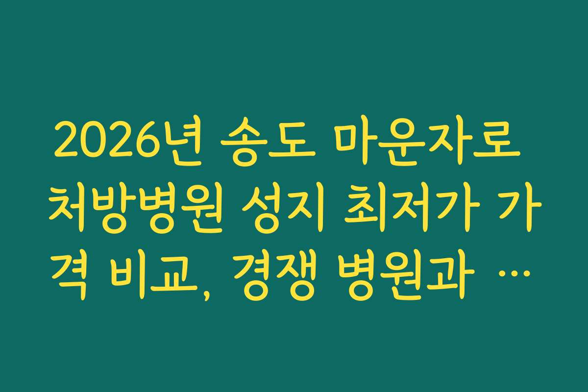 2026년 송도 마운자로 처방병원 성지 최저가 가격 비교, 경쟁 병원과 차별화 포인트