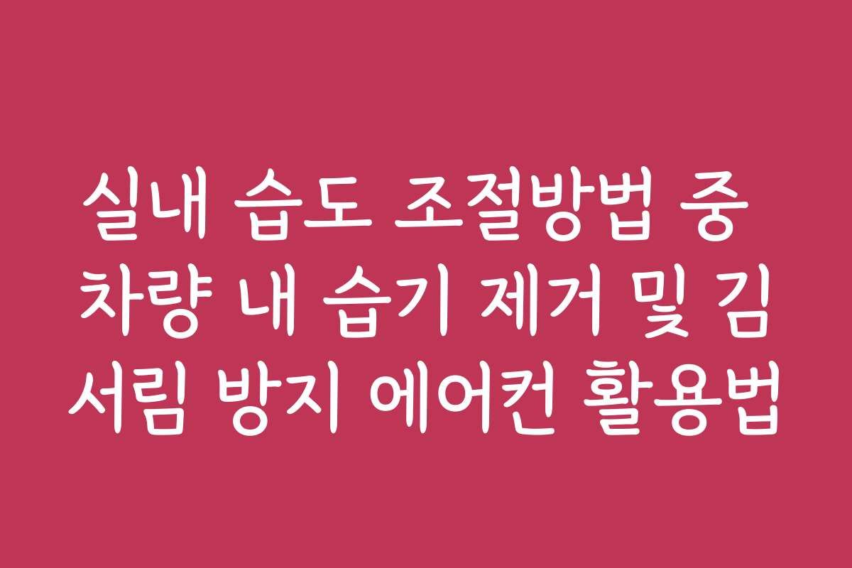 실내 습도 조절방법 중 차량 내 습기 제거 및 김서림 방지 에어컨 활용법