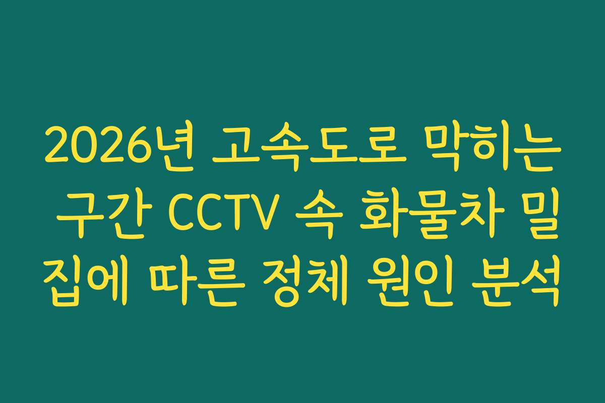2026년 고속도로 막히는 구간 CCTV 속 화물차 밀집에 따른 정체 원인 분석