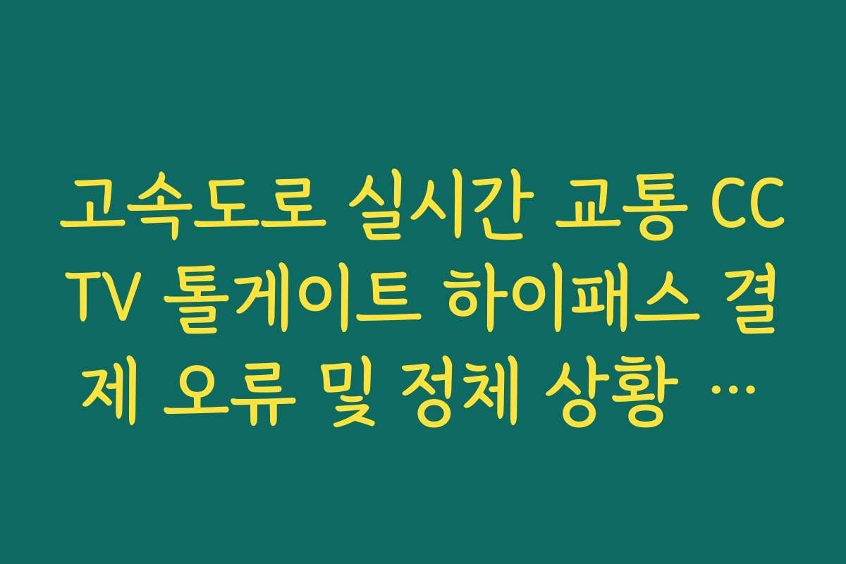 고속도로 실시간 교통 CCTV 톨게이트 하이패스 결제 오류 및 정체 상황 확인