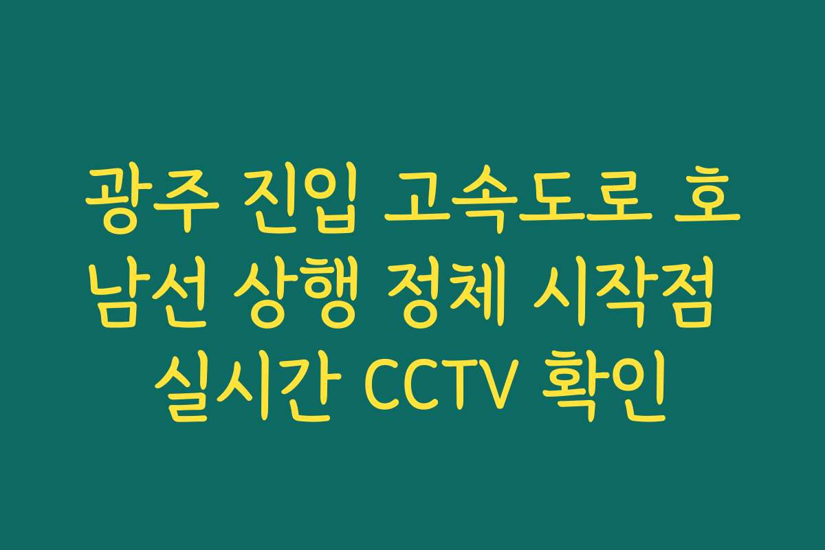 광주 진입 고속도로 호남선 상행 정체 시작점 실시간 CCTV 확인