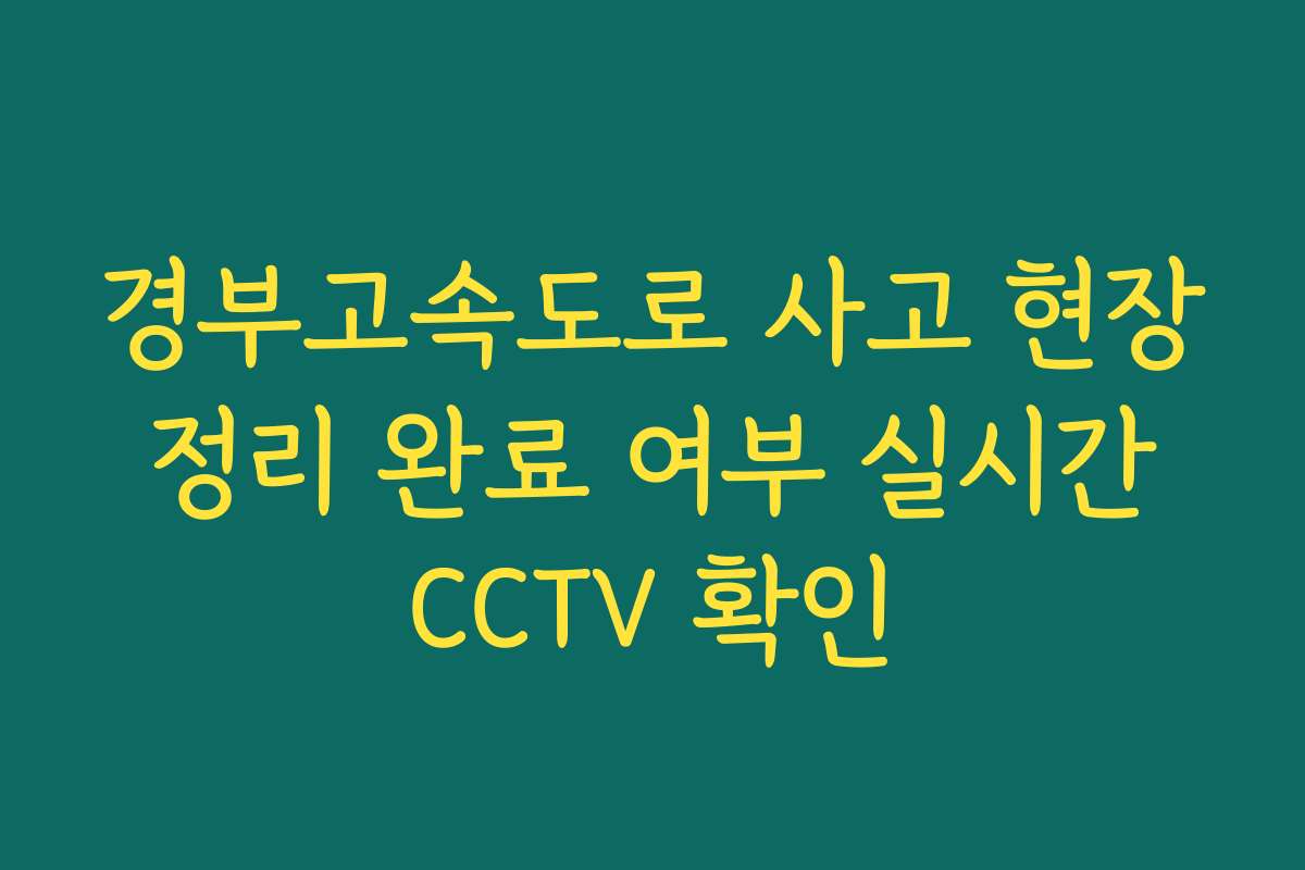 경부고속도로 사고 현장 정리 완료 여부 실시간 CCTV 확인